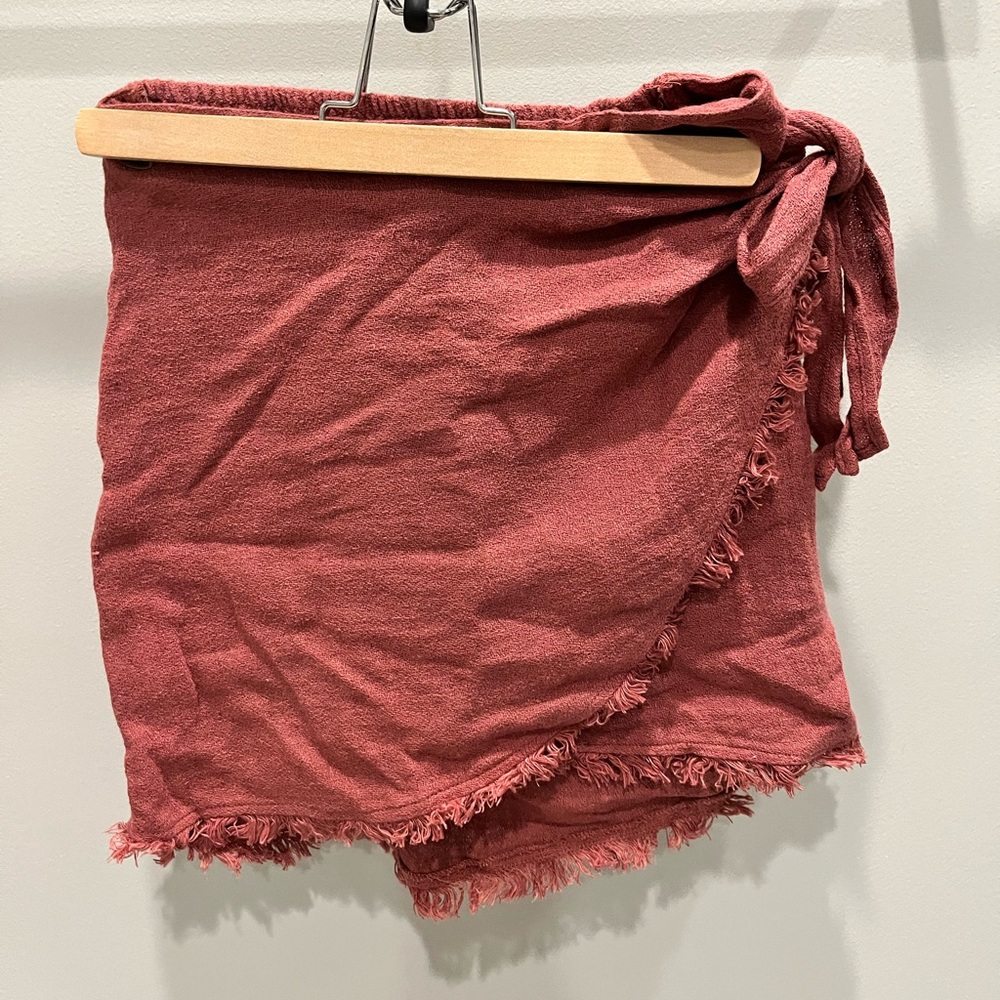 Pink wrap mini skirt